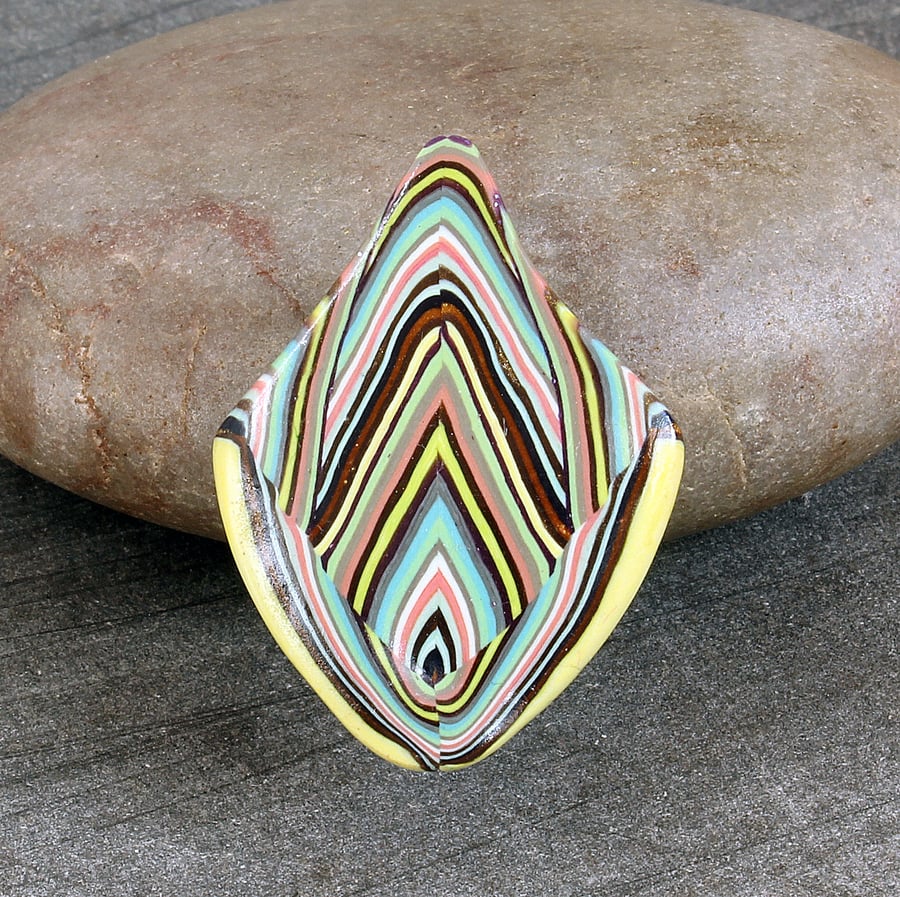 Abstract Lotus Flower - Handmade Polymer Clay Brooch