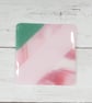 Individually Made Pink and Green Fused Glass Coasters - Set of 2 - Image 9