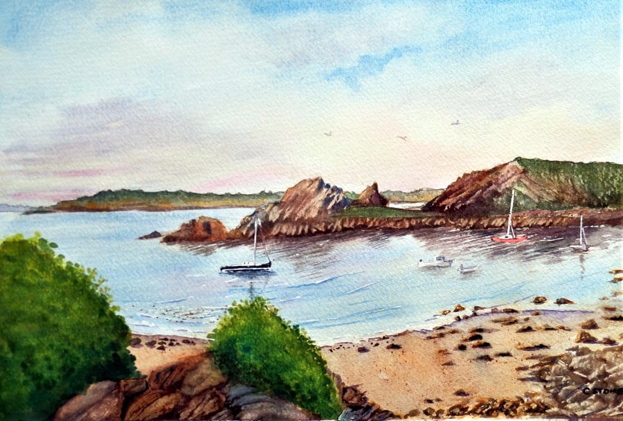 Original watercolour painting, St. Agnes, Isles of Scilly