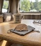Wooden Caravan Keyring with Gift Bag - Image 1