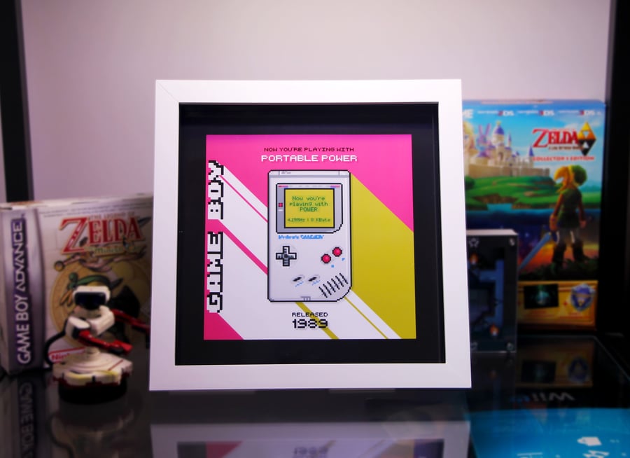 Retro Gameboy Custom Pixel Art Framed Print - Geek Gaming Print