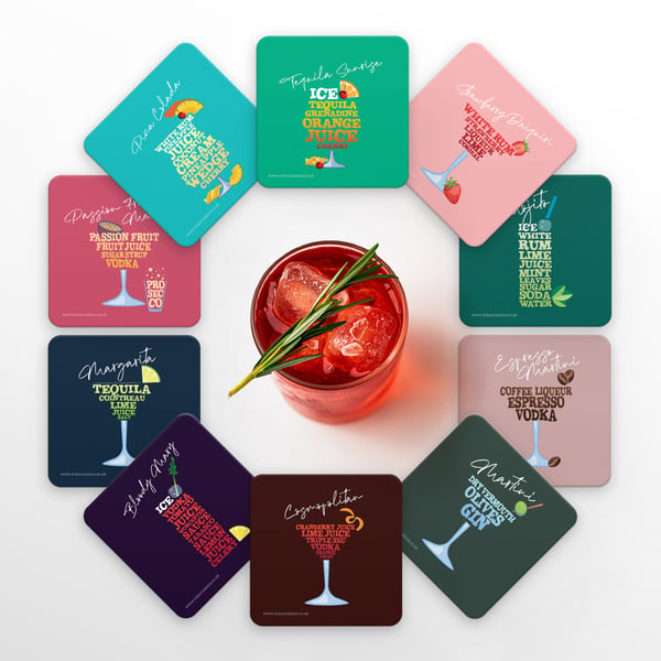 Set of 4 Cocktail Coasters - pick your favourites