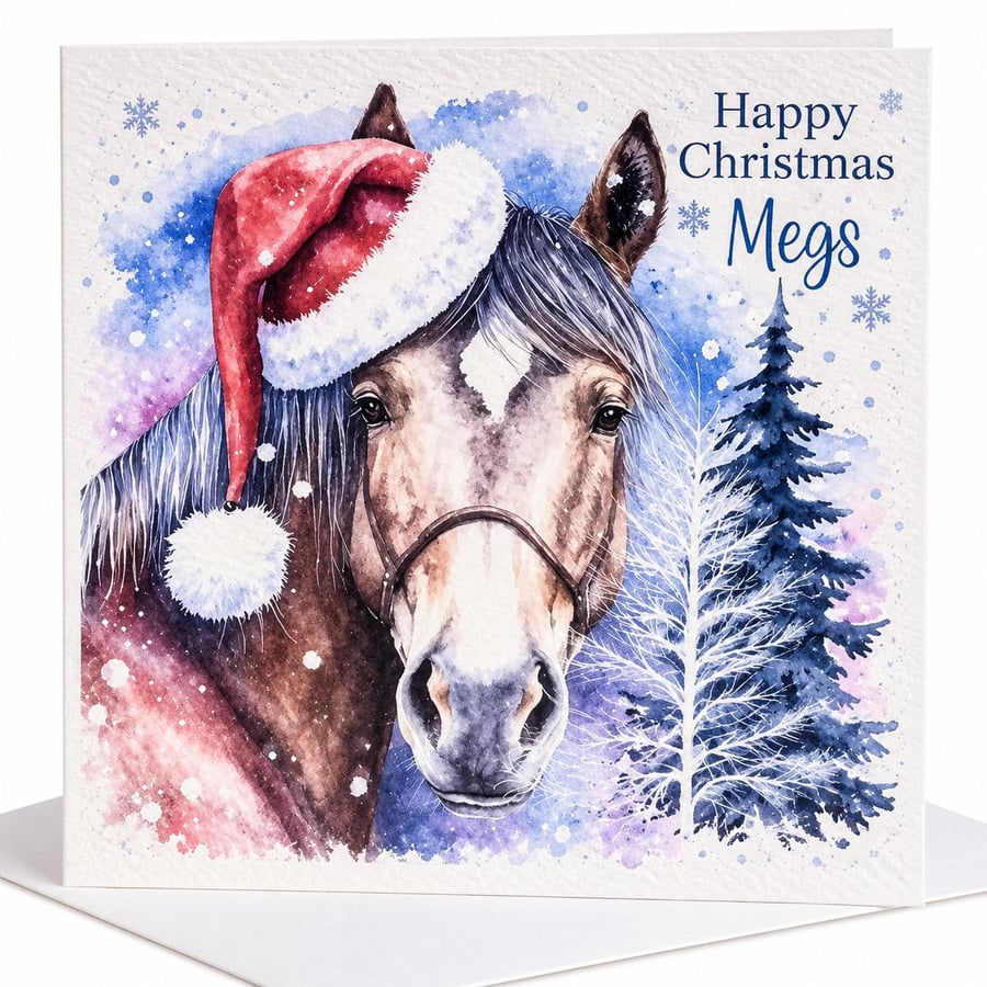 Horse Christmas card for Daughter, Granddaughter, Niece, Sister, Mum, Grandma, S