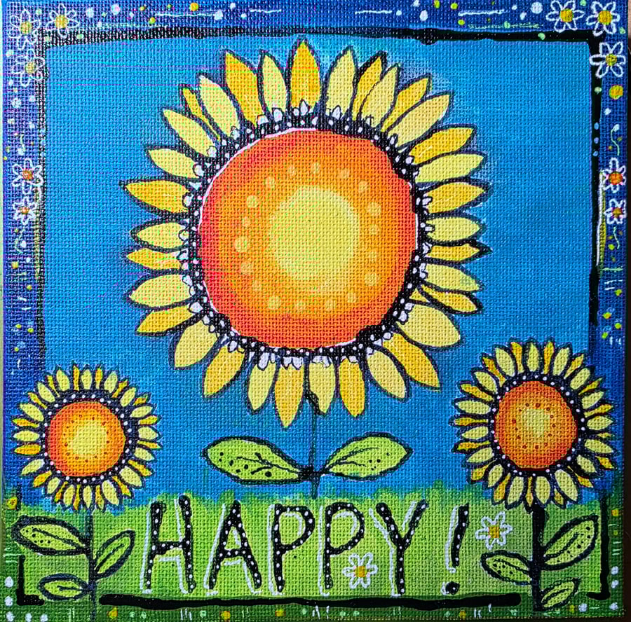 'Happy!' Giclee print of original artwork by Elaine Curtis 