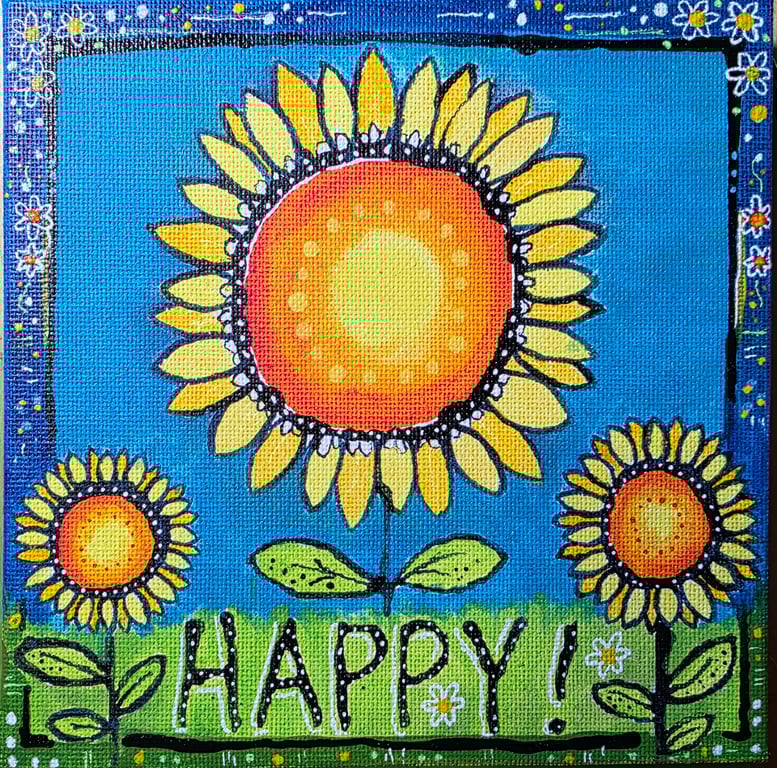 'Happy!' Giclee print of original artwork by Elaine Curtis 