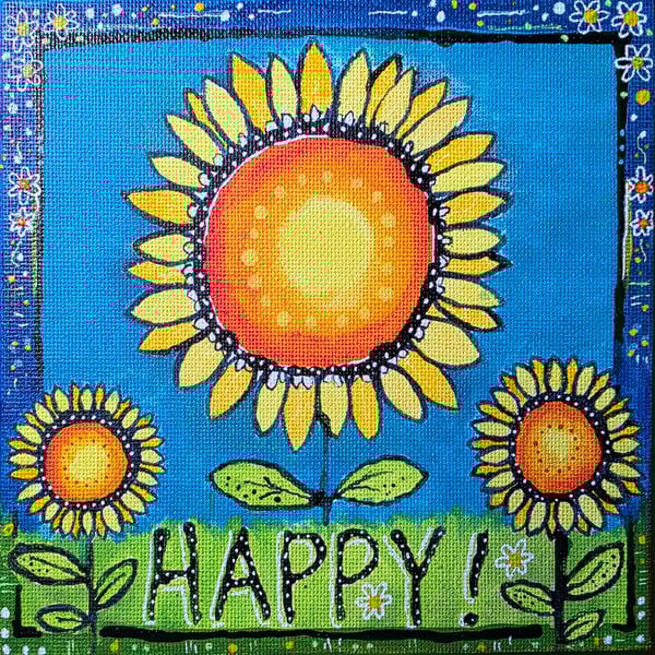 'Happy!' Giclee print of original artwork by Elaine Curtis 