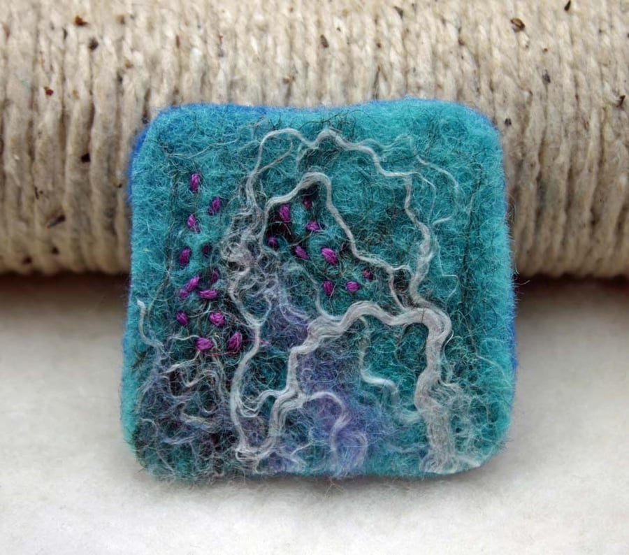 Hand felted Sea inspired brooch