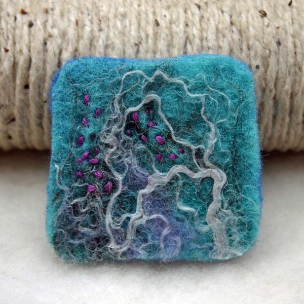 Hand felted Sea inspired brooch