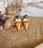 Autumn Deep Chocolate & Shimmering Orange Arrowhead Polymer Clay Earrings