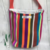 Shoulder strap peg bag for easy laundry hanging. Ecuadorian stripes.