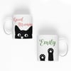 Personalised Cat Name Mug Good Morning Black Cat Paw Prints Cat Lover Paws