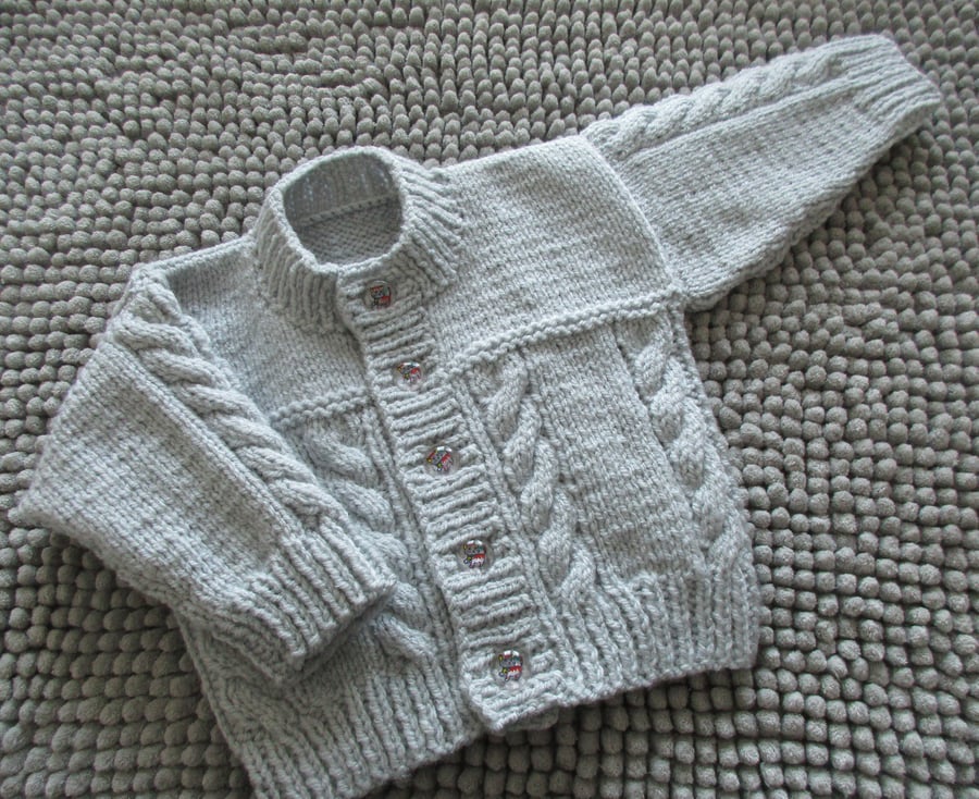 16" Baby Boys Cable Cardigan
