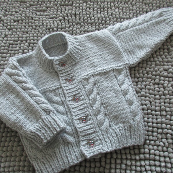 16" Baby Boys Cable Cardigan