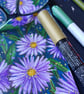 Asters, September flowers framed original artwork  - Image 4