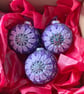 Set of 3 Purple Sparkly Crochet Christmas Baubles - Tree Decorations - Image 2