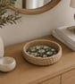Handmade Coiled Jute Basket - Floral Decorative Basket - Botanical Home Décor