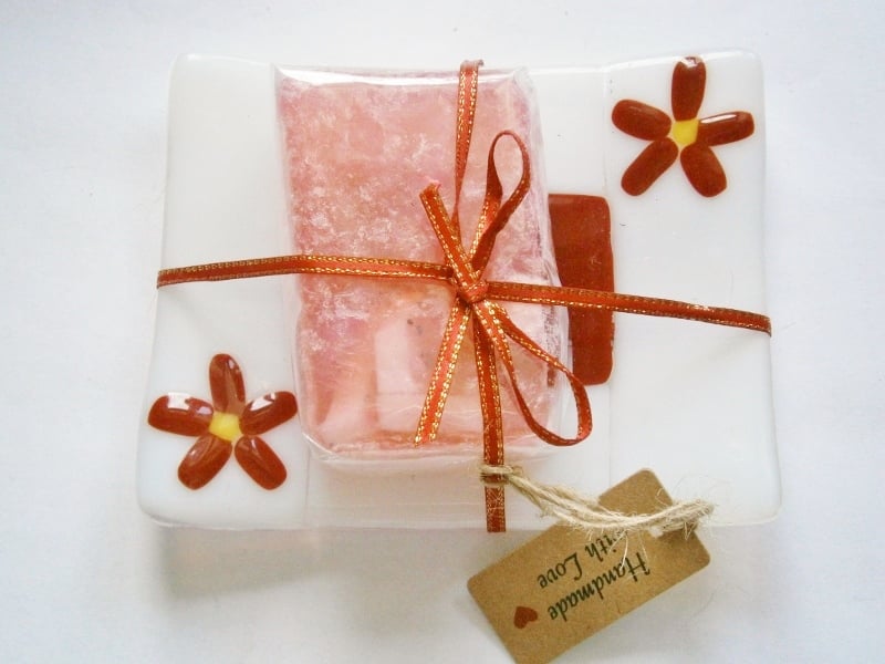 Rustic Charm Fused Glass Soap dish