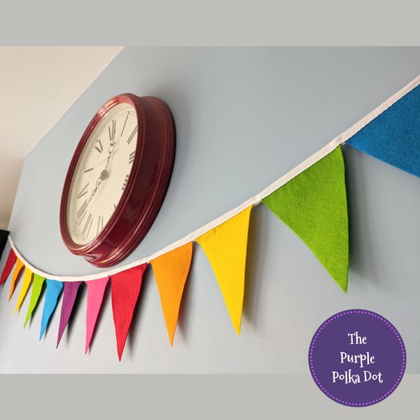 Felt rainbow bunting banner garland brights