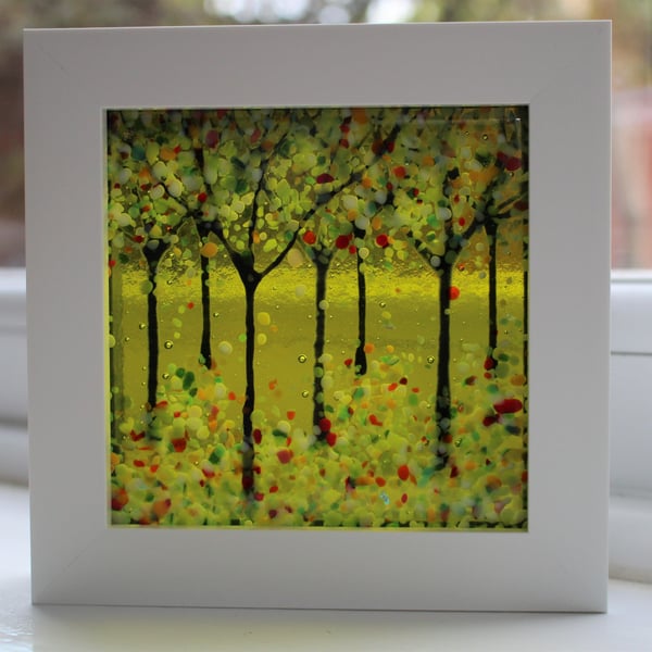 Amazing Fused Glass Woodland Picture 'Green Glow'
