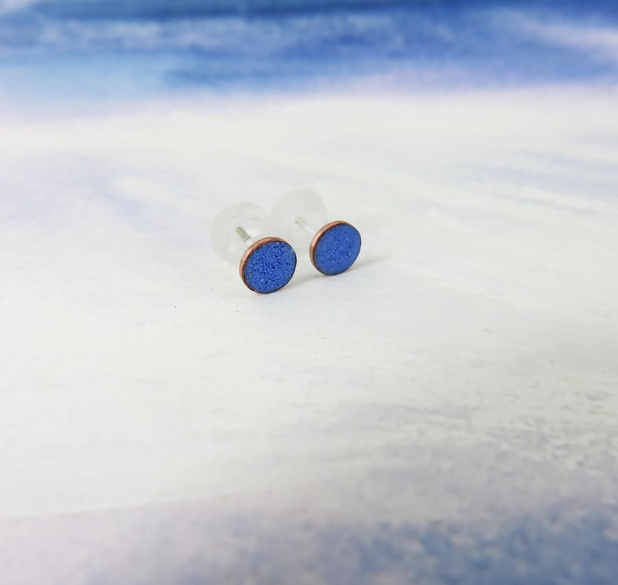 Simple Blue Enamel Studs Earrings