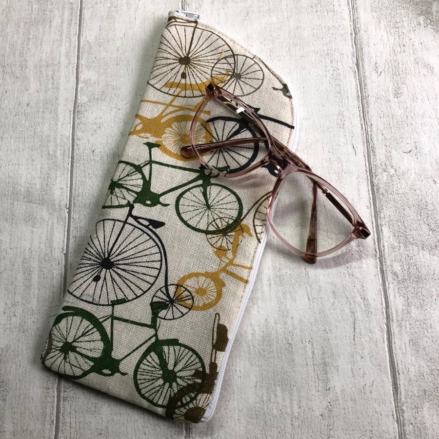 Bicycle Themed Fabric Glasses Case
