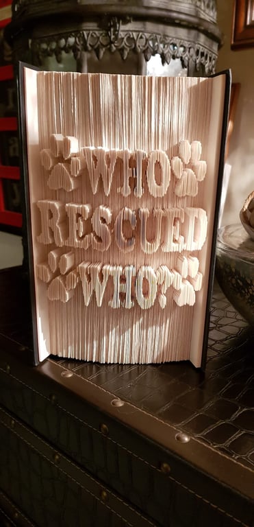 Who Rescued Who? CUT & FOLD Book Folding Pattern - EMAILED PDF PATTERN