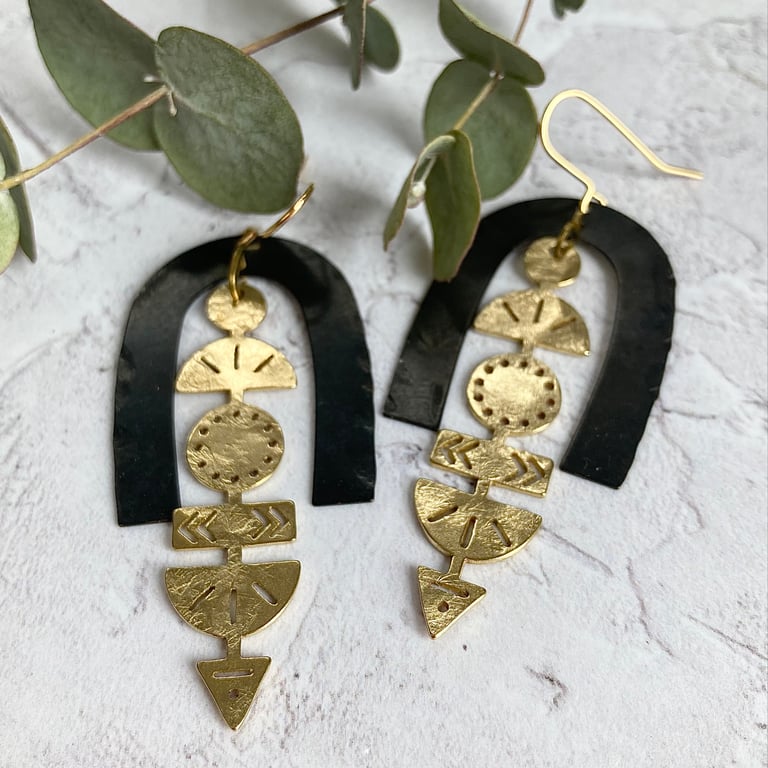 LEXICON Black and Gold Earrings 