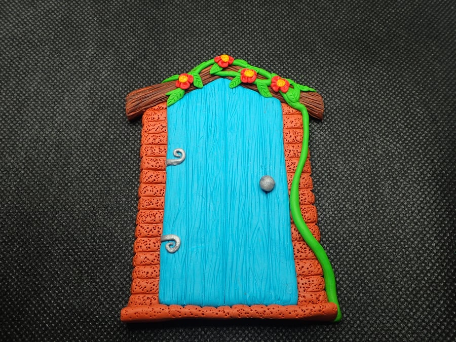 Blue polymer clay fairy door