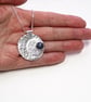Pendant necklace, silver pendant, blue moon,  Crescent moon, full moon pendant