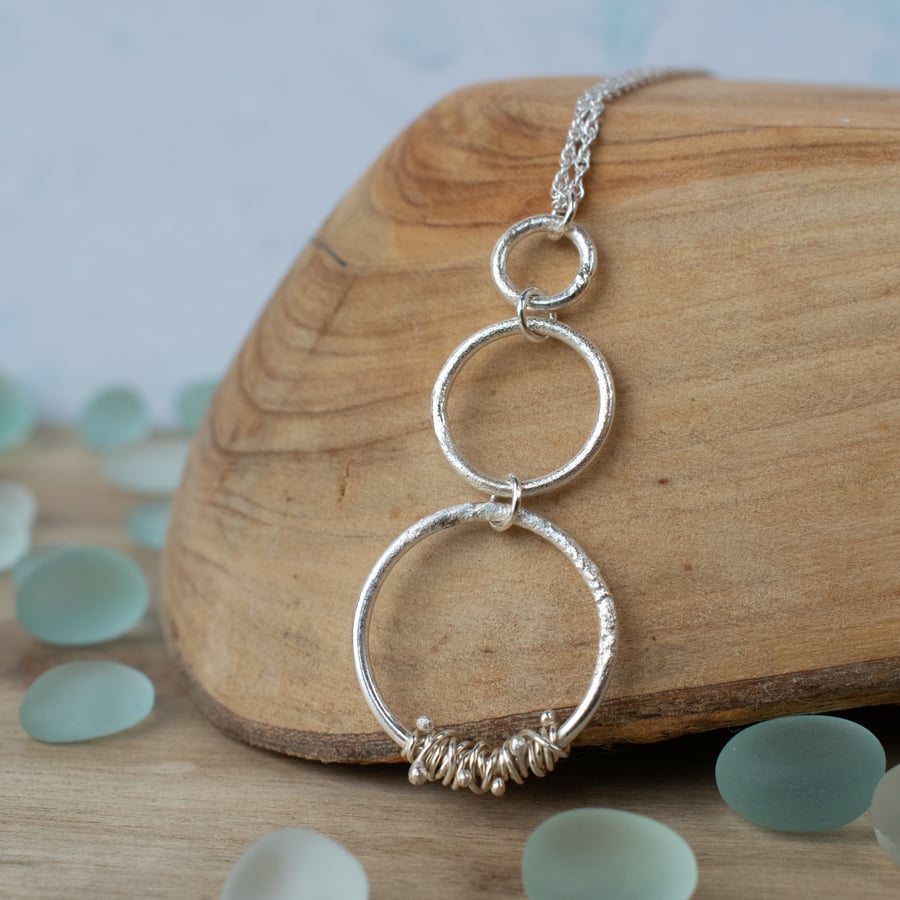 Circles Necklace with Wire Wrapped Detailing 