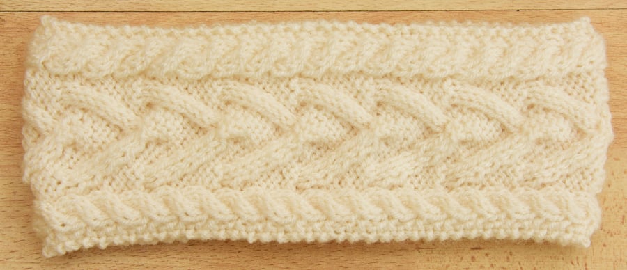 aran style hand knitted headband with free postage
