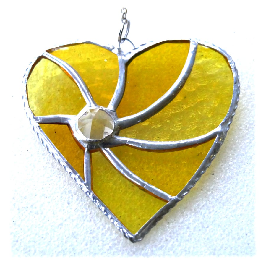 Yellow Swirl Heart Stained Glass Suncatcher 137