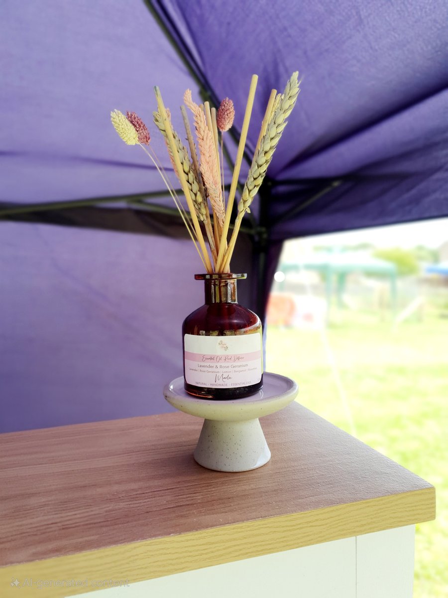 Essential Oil Reed Diffuser with Dried Flowers - Bella 