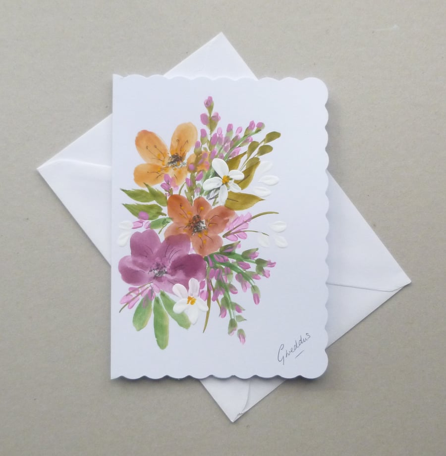 hand painted original art blank greetings card art painting ( ref F 890 A5 )