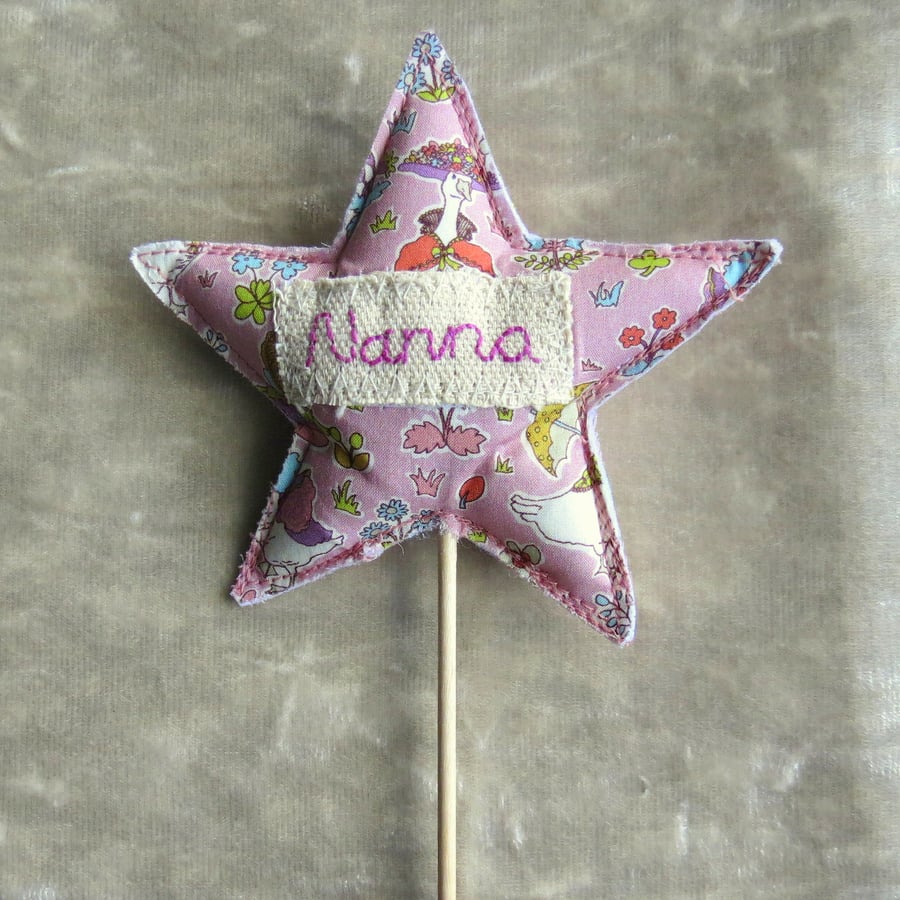 Nanna.  Cake topper. Mini flag.  A decorative padded star.