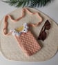 Crochet Cotton Daisy Glasses Case, Phone Case Peach