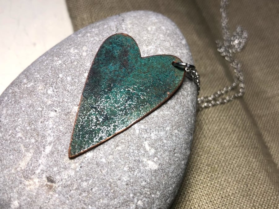Copper Valentine Heart Pendant. Recycled. No 2
