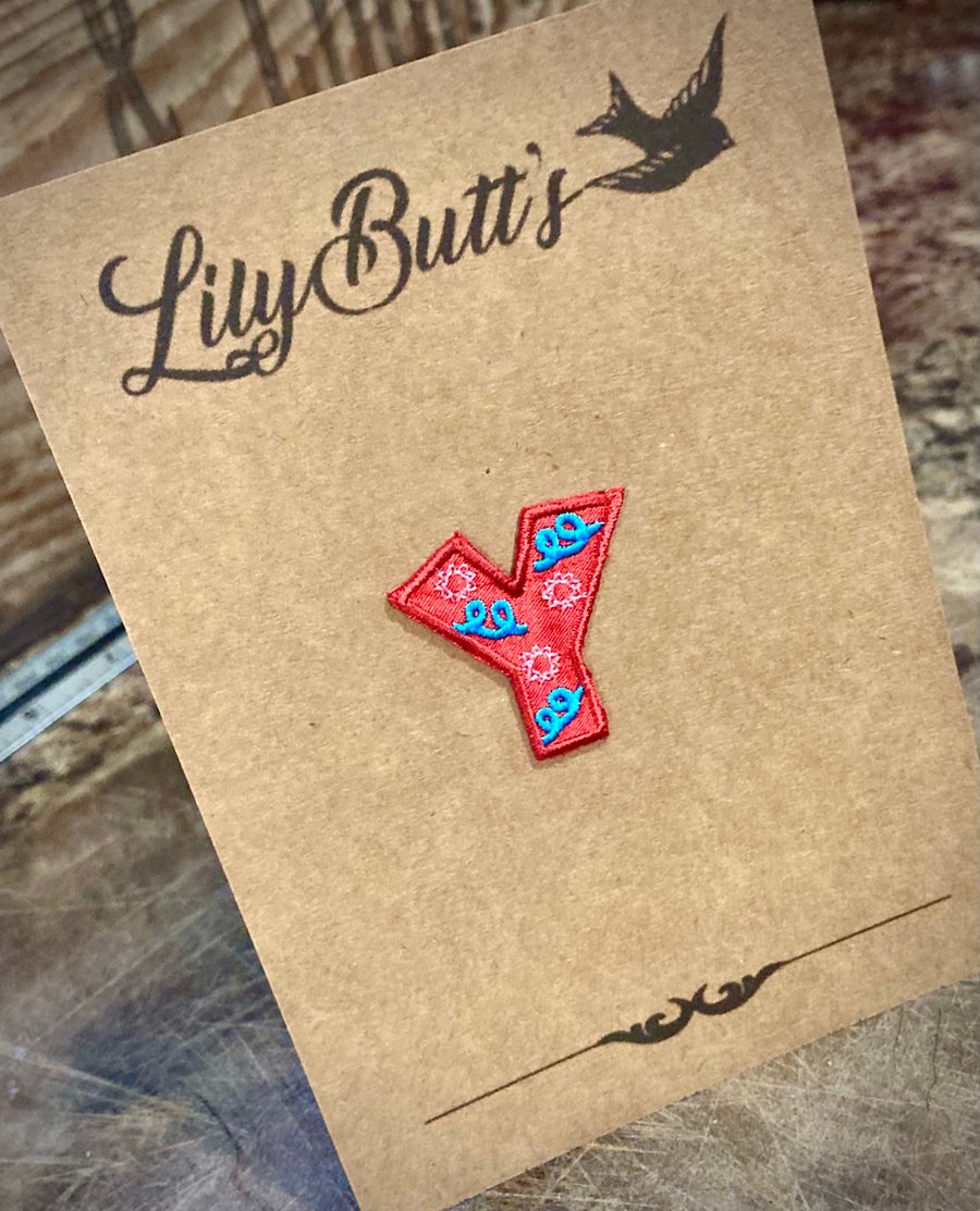 Embroidered Letter Y Iron on Patch 33mm x 34mm