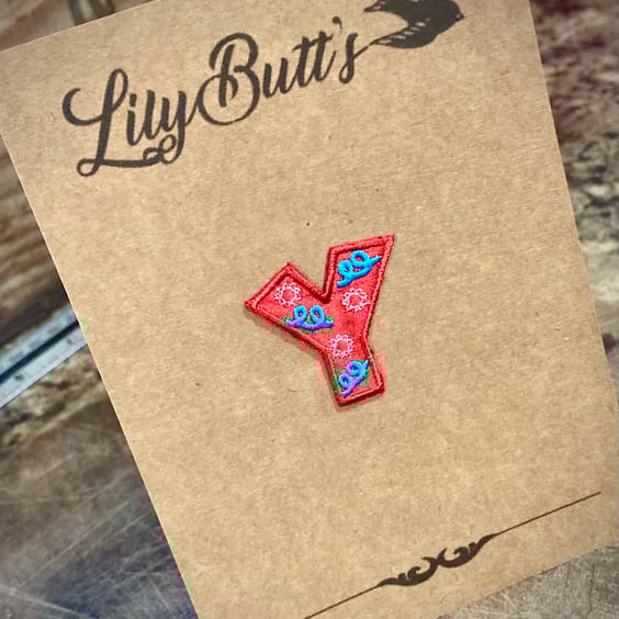 Embroidered Letter Y Iron on Patch 33mm x 34mm