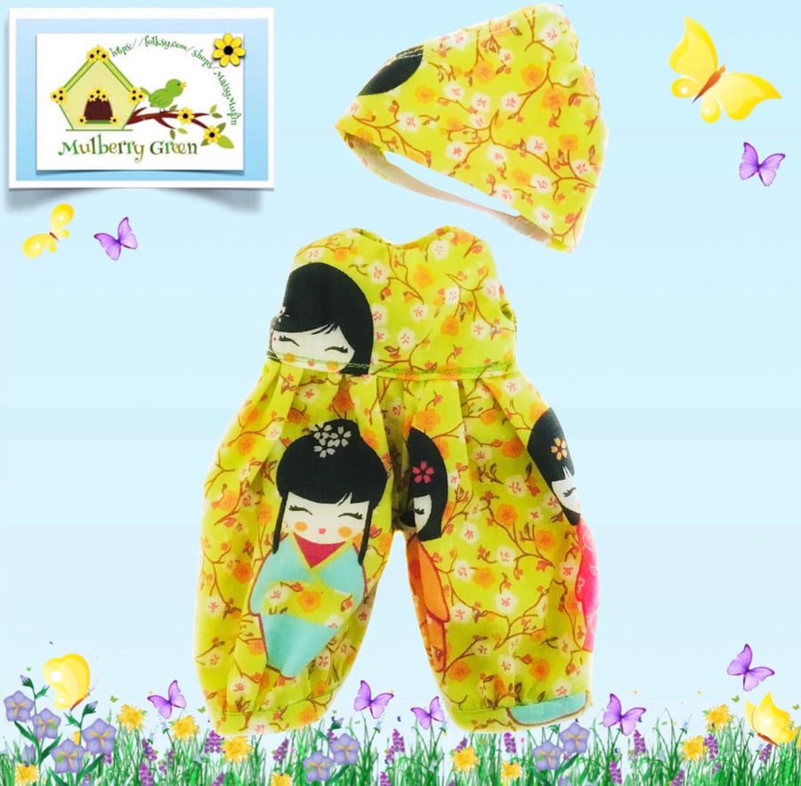 Cherry Blossom Playsuit and Matching Headscarf