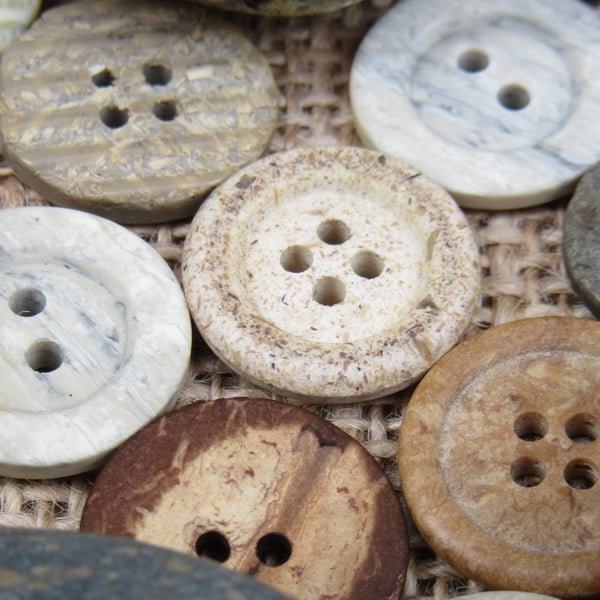 Mixed Natural Coloured Buttons 35g - Folksy