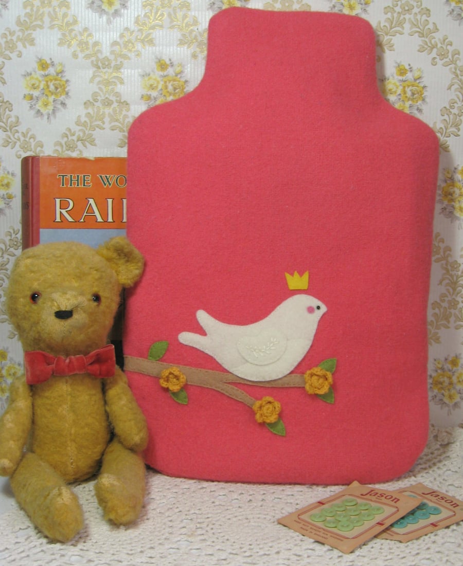 Pomegranate red hot water bottle cosy