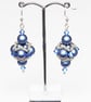 Blue Pearl and Crystal Beaded Bead Earrings - Image 4