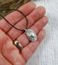 Silver and Pearl Organic Shape Necklace or Wrap Bracelet on Waxed Cord - Image 3