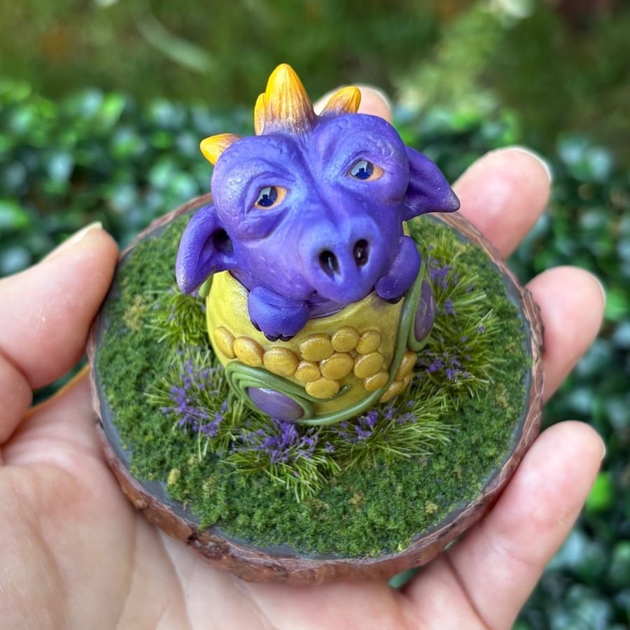 Woodland Dragon, hand sculpted polymer clay dragon sculpture 