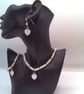 Cream Pearl Necklace Bracelet and Earrings With Shell Heart Beads, Gift for Her - Image 6