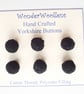 Yorkshire Buttons, Set of Six 15mm, Handmade Spherical Black