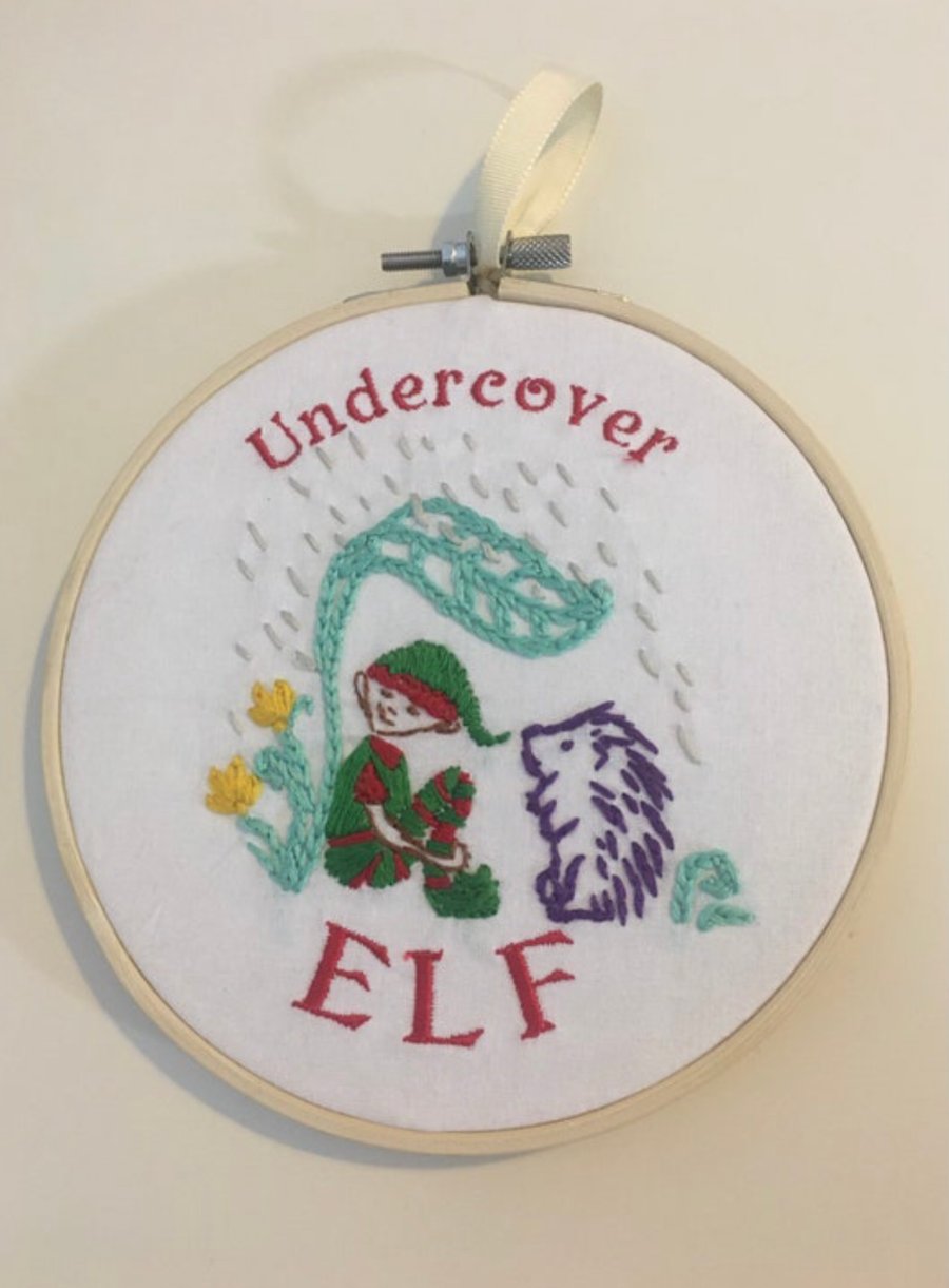 Embroidered Christmas Decoration Picture Elf