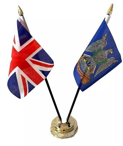 Royal Scots Dragoon & Union Jack Friendship 2 Flag 12" Table Display