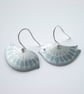 Bird earrings with seed print in grey and silver - Image 1